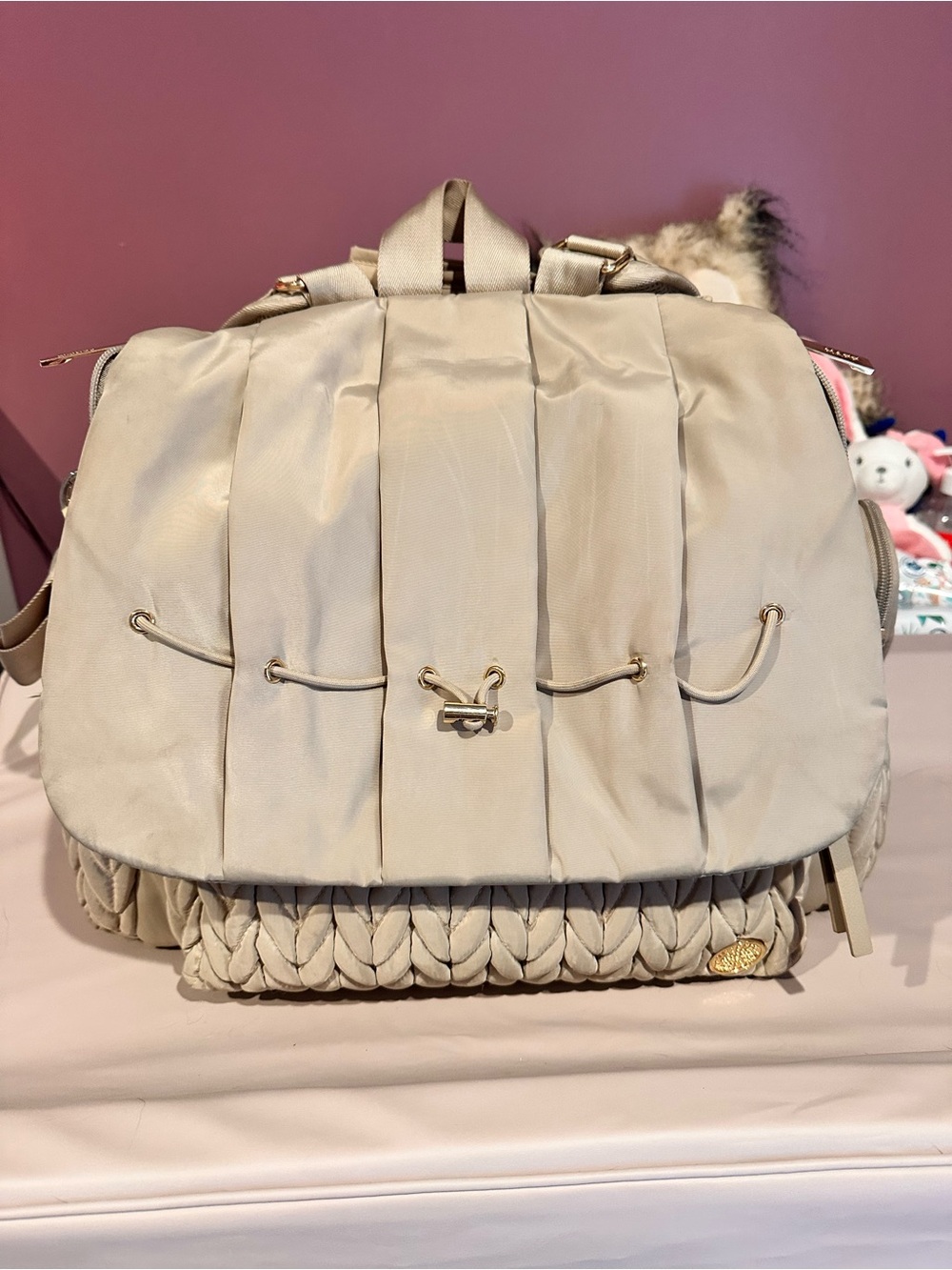 Happ Brand Levy Backpack beige. VERY lightly used.